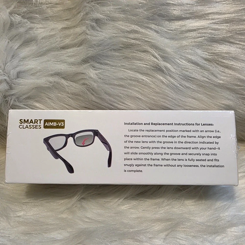 NEW Factory Sealed AIMB-V3 Smart Bluetooth Audio Glasses Black 2 Lens Sets